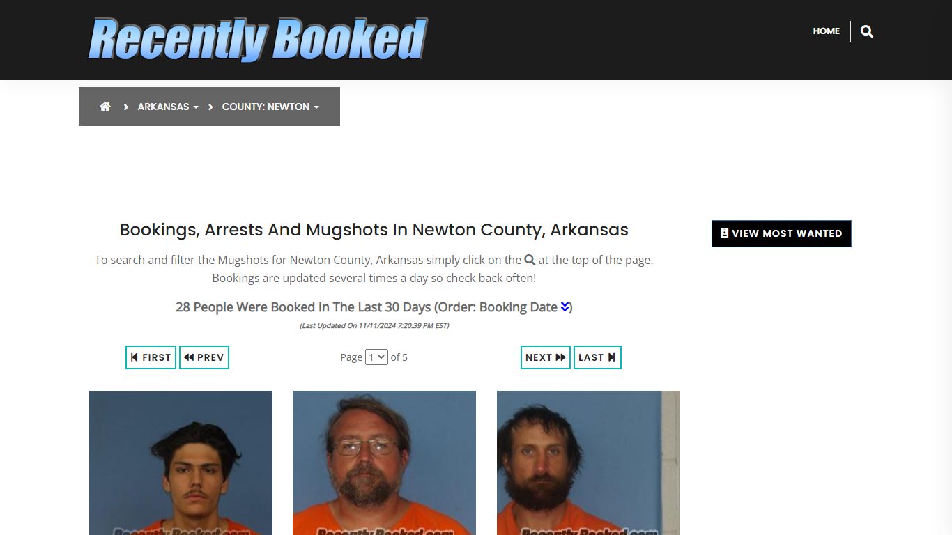 Bookings, Arrests and Mugshots in Newton County, Arkansas - Recently Booked